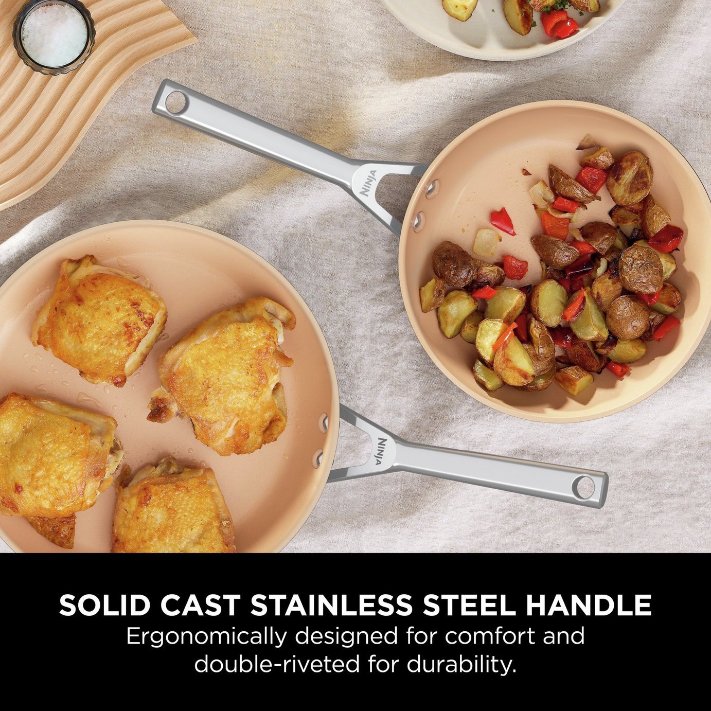 Ninja Extended Life Ceramic 2 Piece Aluminium Frying Pan Set