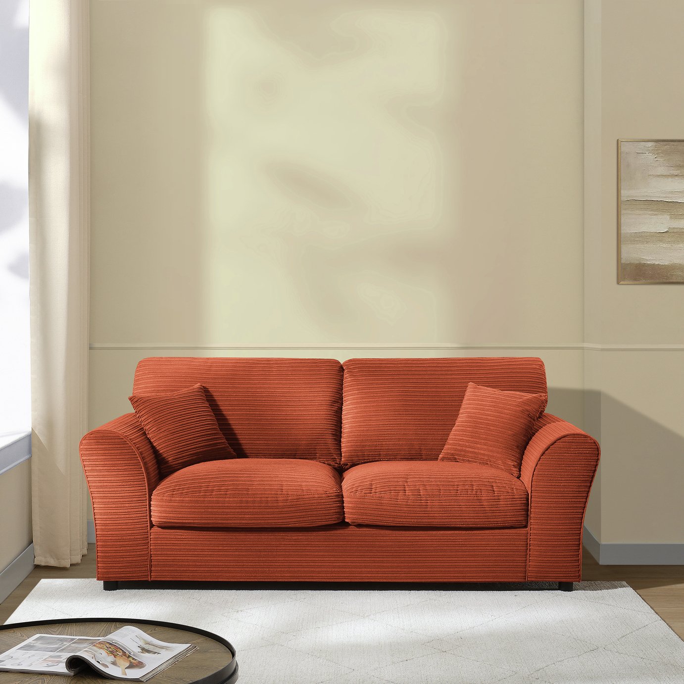 Argos Home Harry Cord 3 Seater Sofa - Rust
