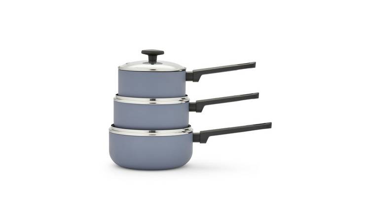 Morphy Richards 3 Piece Aluminium Saucepan Set - Grey