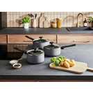 Morphy Richards 3 Piece Aluminium Saucepan Set - Grey
