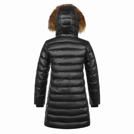 Kids' Faux Fur Hood Long Sleeve Long Puffer Jacket