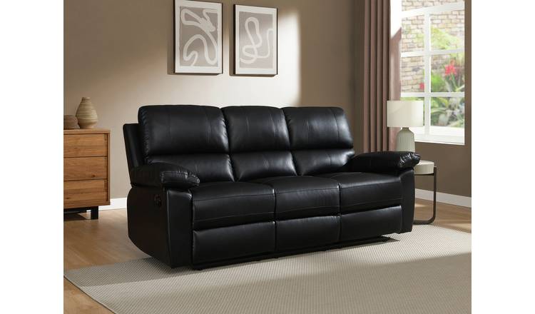 Argos Home Toby Faux Leather 3 Seater Recliner Sofa - Black