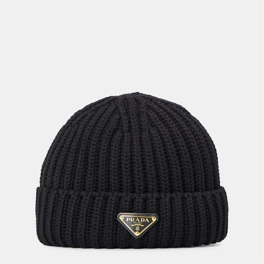 PRADA Logo Fine-Knit Beanie