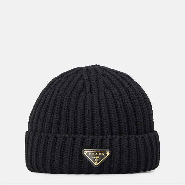 PRADA Logo Fine-Knit Beanie