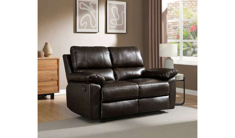 Argos Home Toby Faux Leather 2 Seater Recliner Sofa - Brown