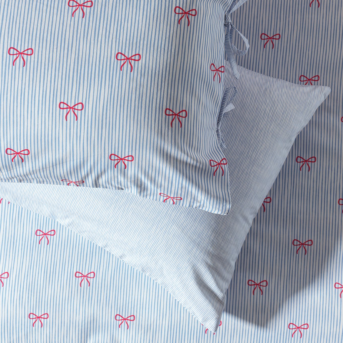Argos Home Blue Stripe Bows Bedding Set - Single