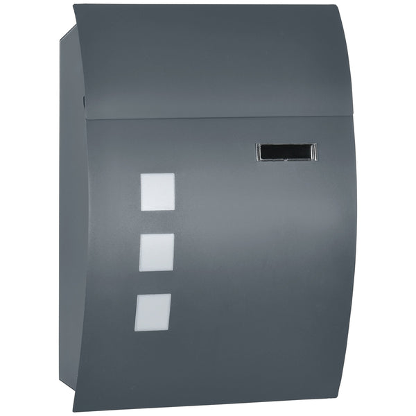 HOMCOM Weatherproof Wall Mounted Letter Box with Keys – Anthracite Grey