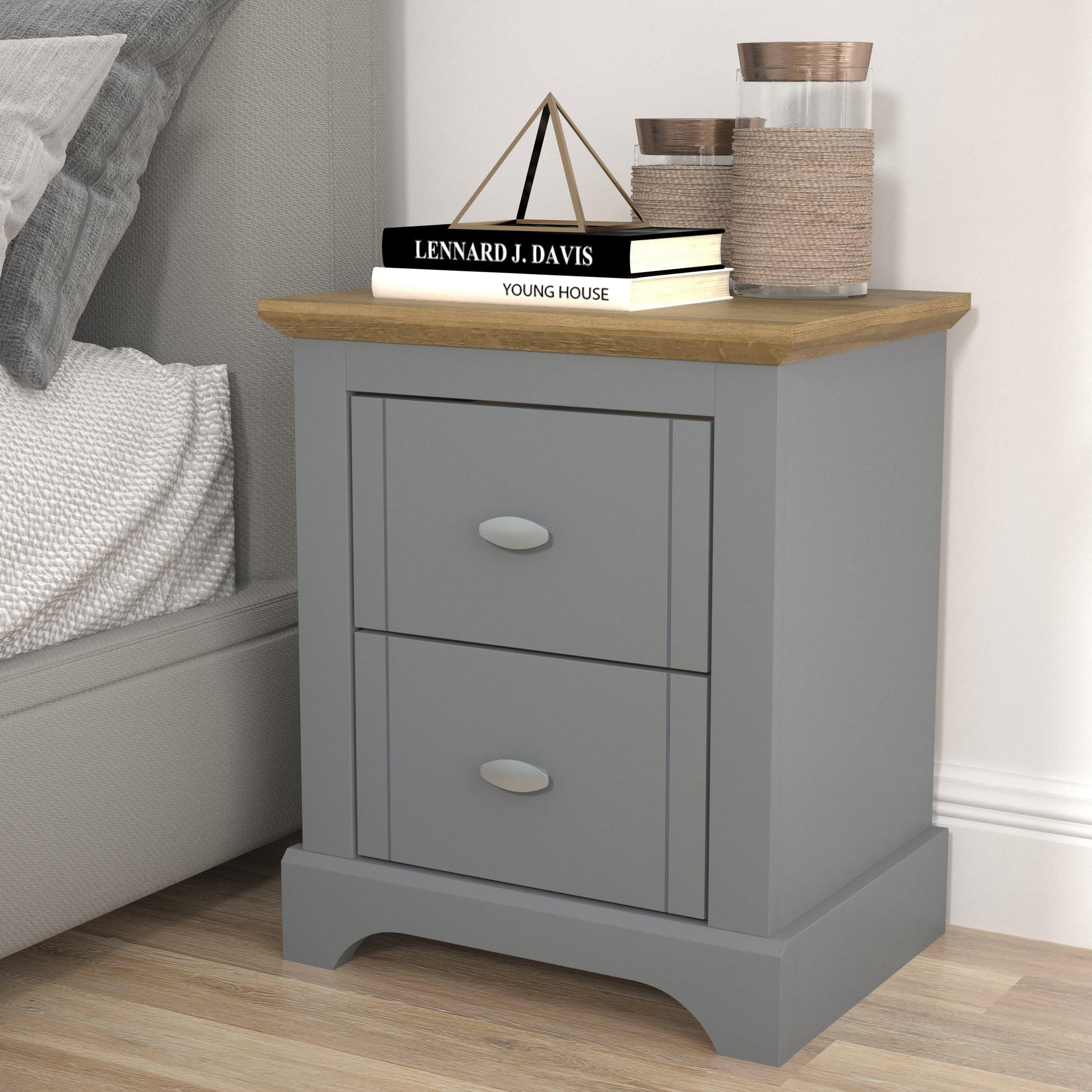 Homelife Tetbury 2 Drawer Bedside Table