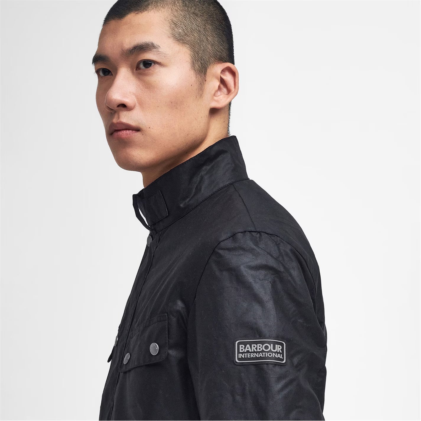 Barbour International Men's Duke Water Resistant Windproof Cotton Long Sleeve Wax Jacket