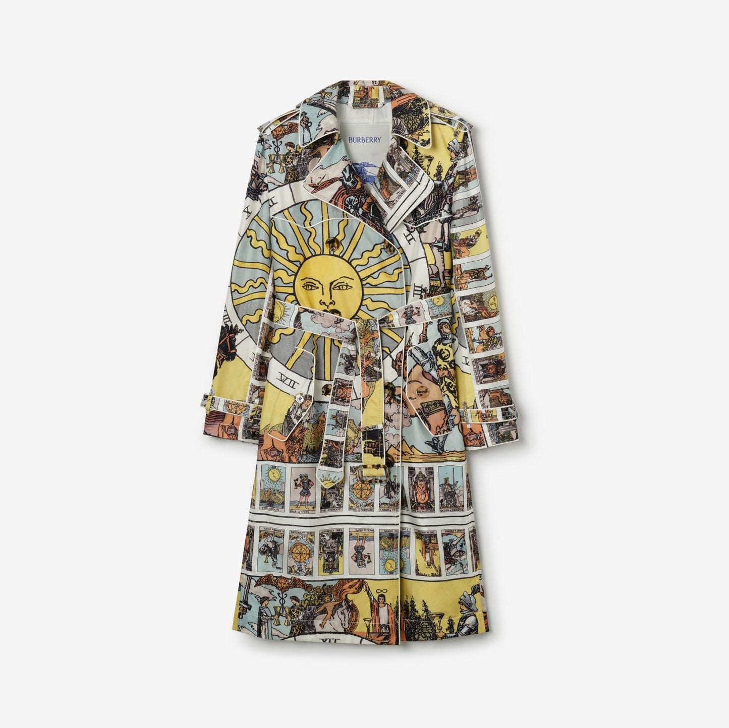 Long Tarot Print Silk Foxfield Trench Coat