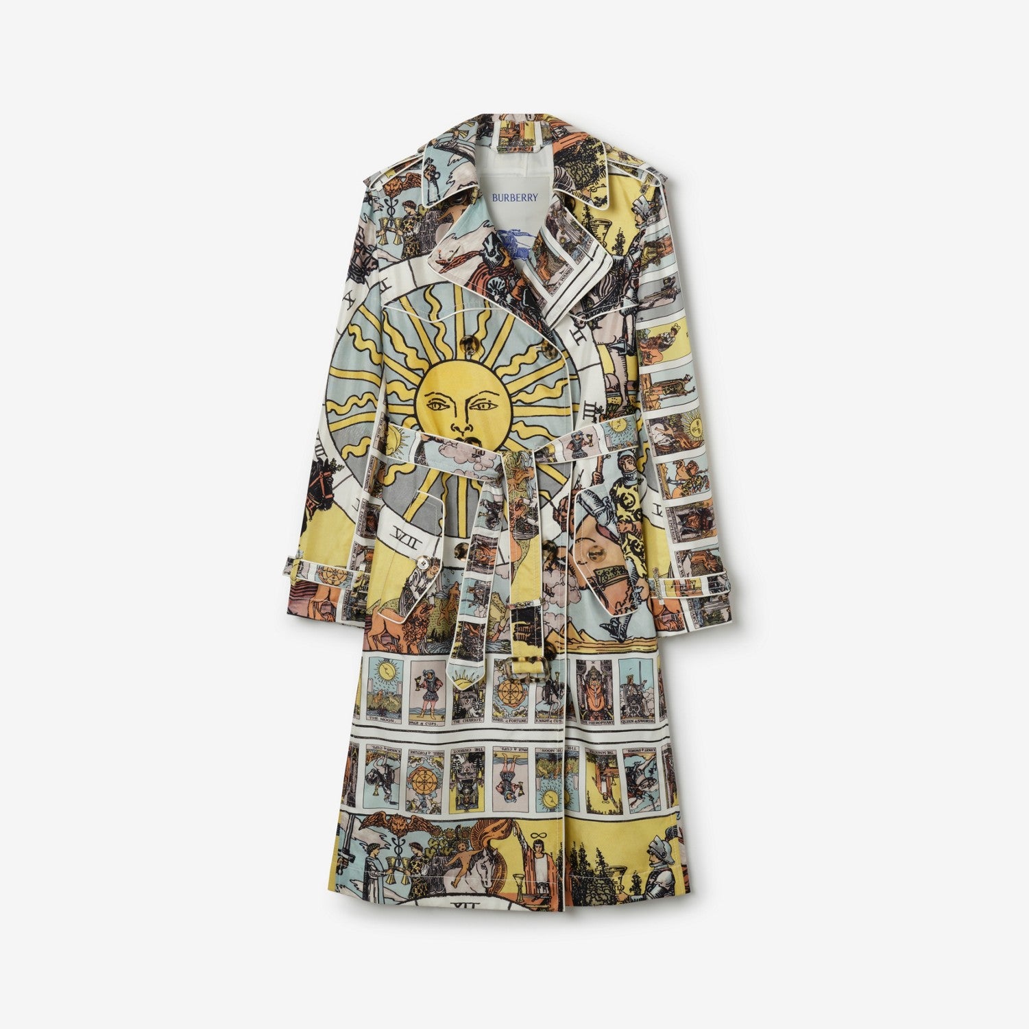 Long Tarot Print Silk Foxfield Trench Coat