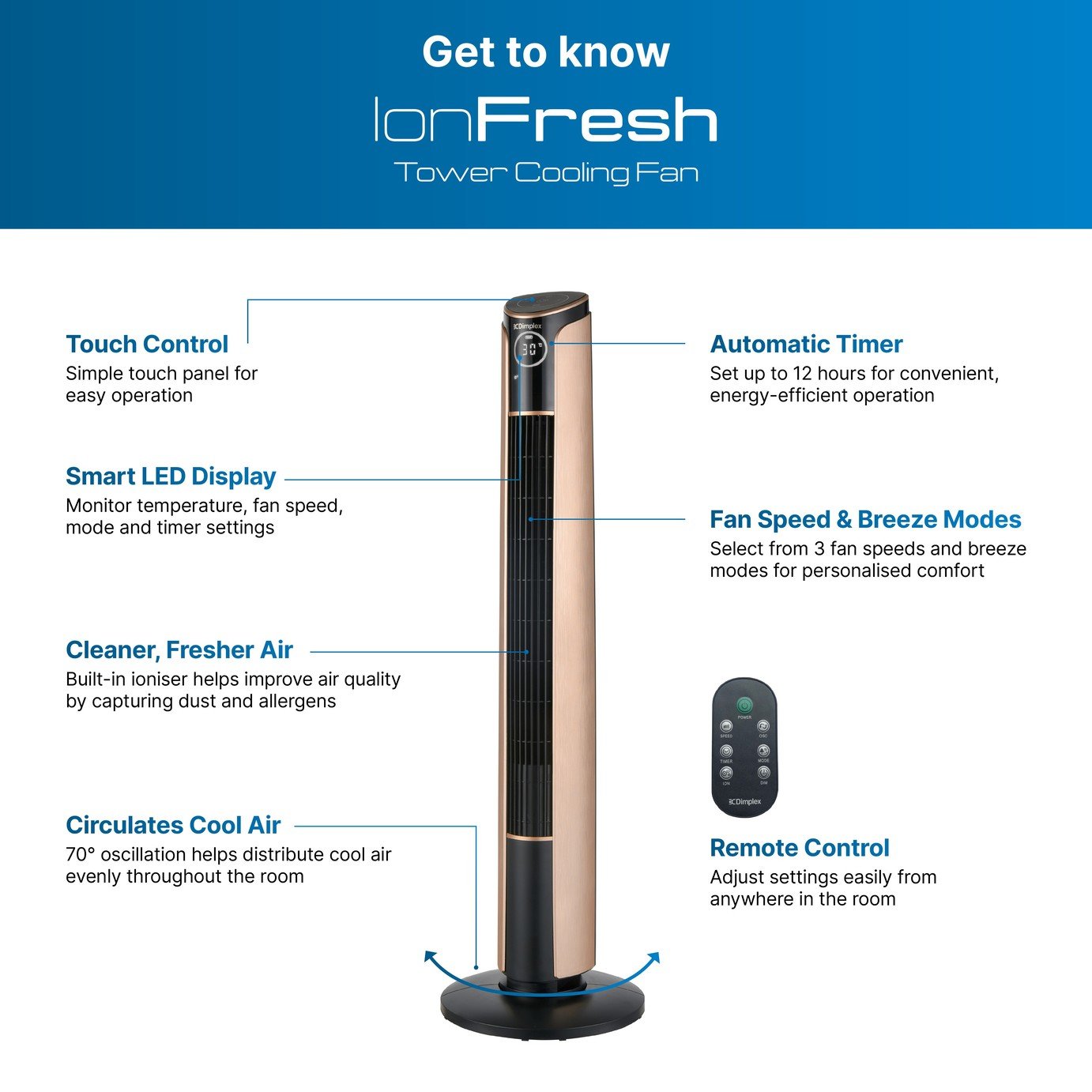 Dimplex Ion Fresh Cooling Tower Fan - Copper