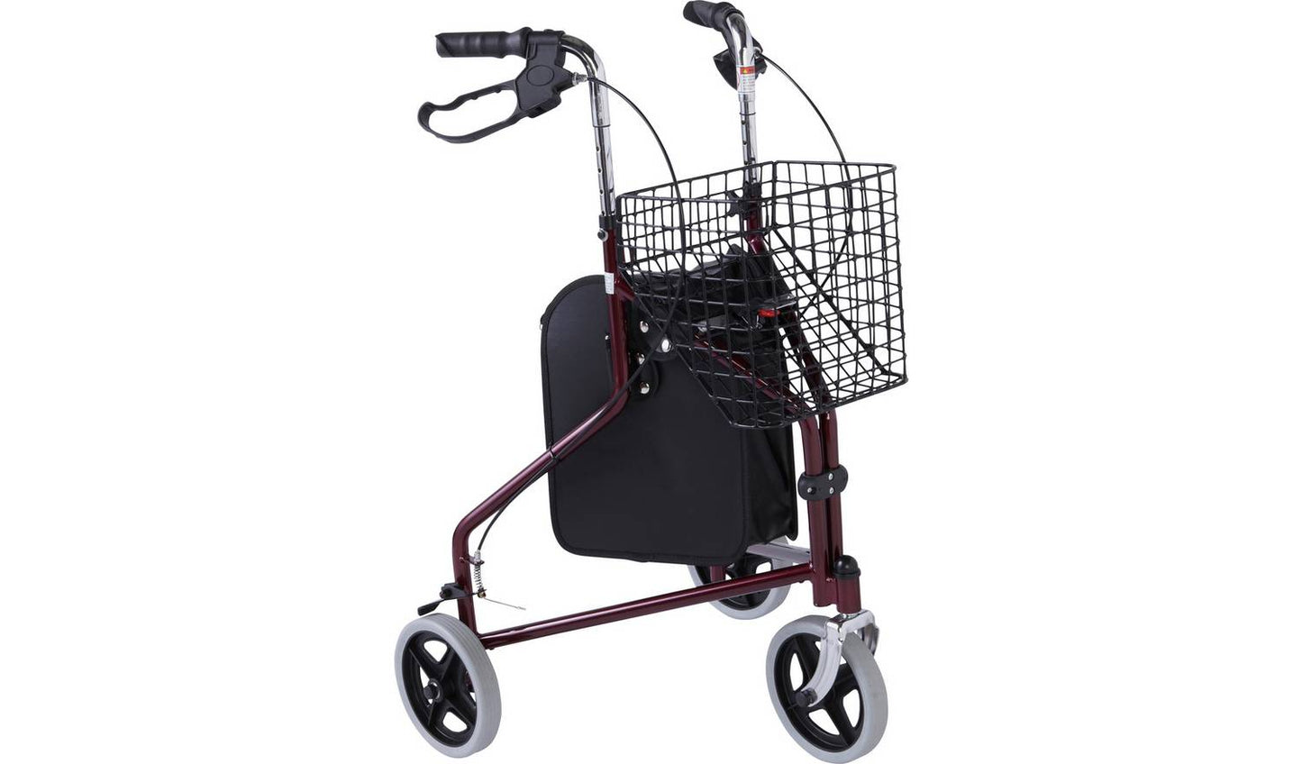 Drive Devilbiss Steel Three Wheel Rollator with Basket
