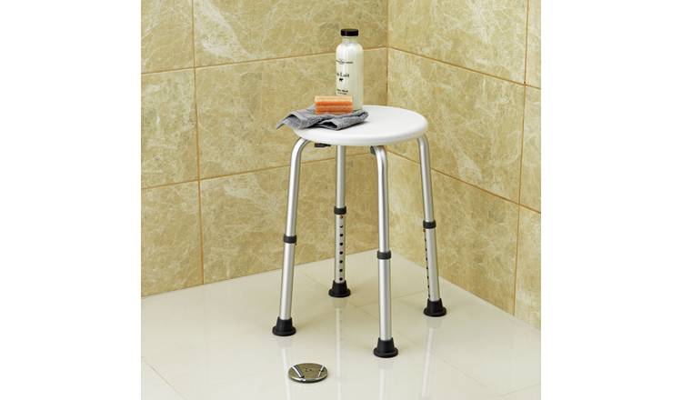 Round Shower Stool - Height Adjustable