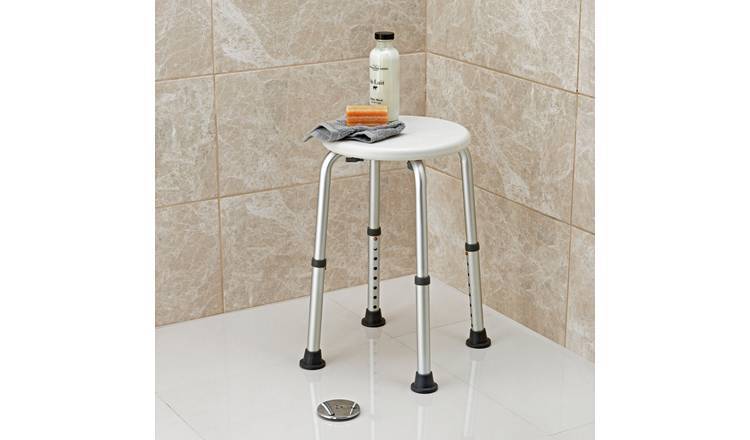 Round Shower Stool - Height Adjustable