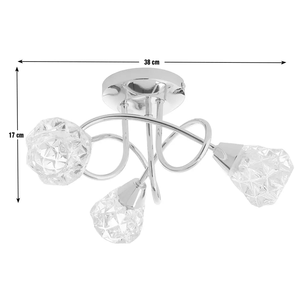 Argos Home Dico 3 Light Ceiling Light - Chrome & Glass
