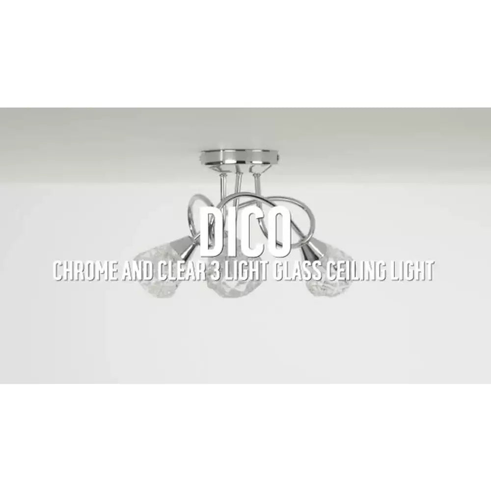 Argos Home Dico 3 Light Ceiling Light - Chrome & Glass