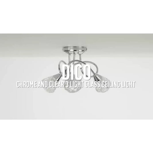 Argos Home Dico 3 Light Ceiling Light - Chrome & Glass