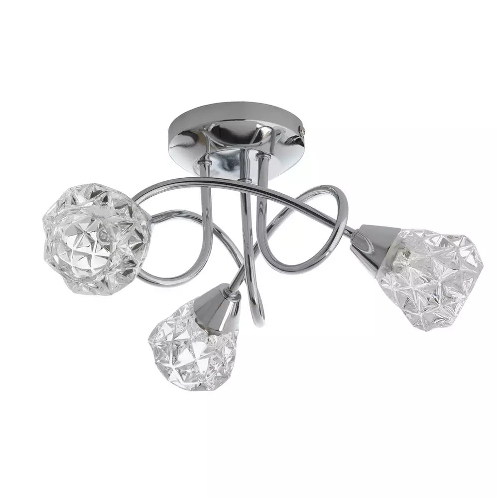 Argos Home Dico 3 Light Ceiling Light - Chrome & Glass