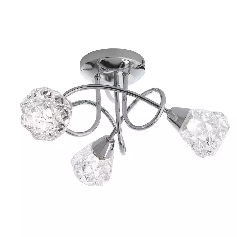 Argos Home Dico 3 Light Ceiling Light - Chrome & Glass