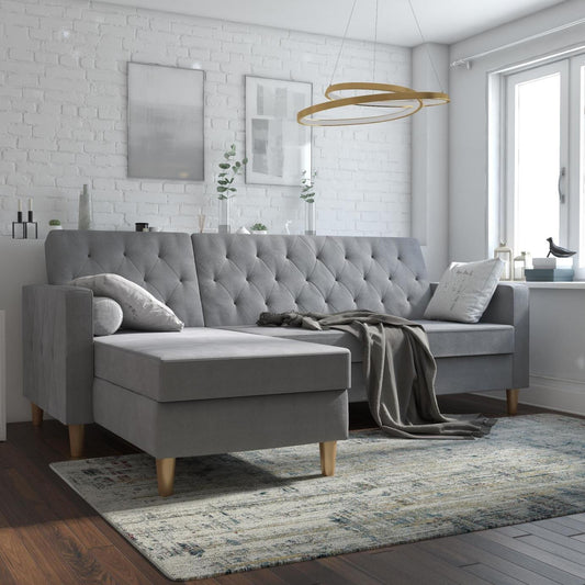 Dorel Liberty Velvet Sofa Bed - Grey