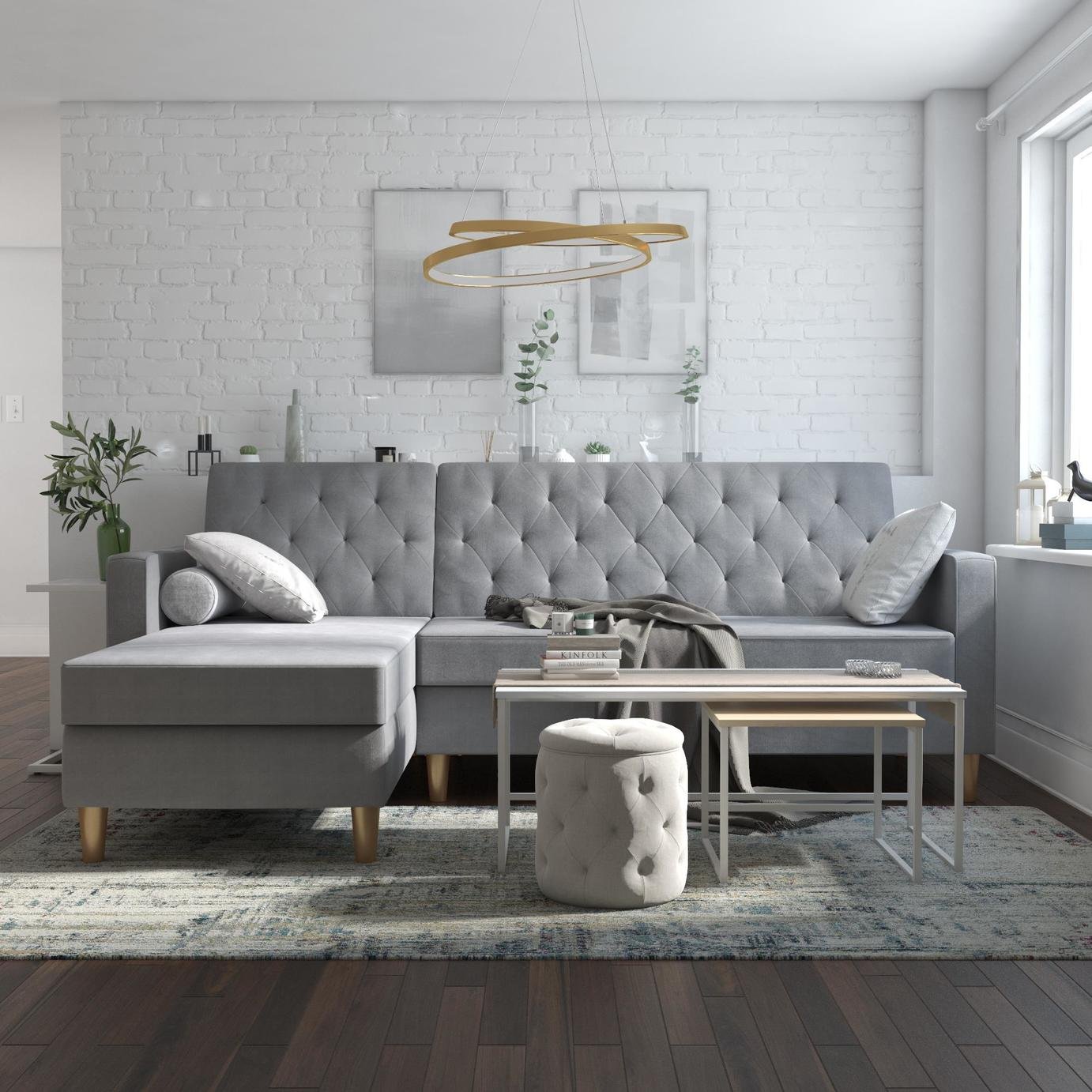 Dorel Liberty Velvet Sofa Bed - Grey