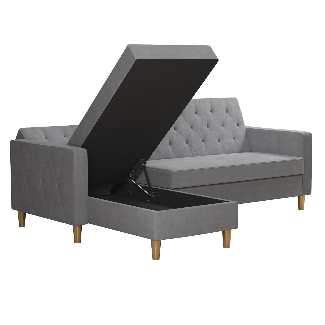 Dorel Liberty Velvet Sofa Bed - Grey