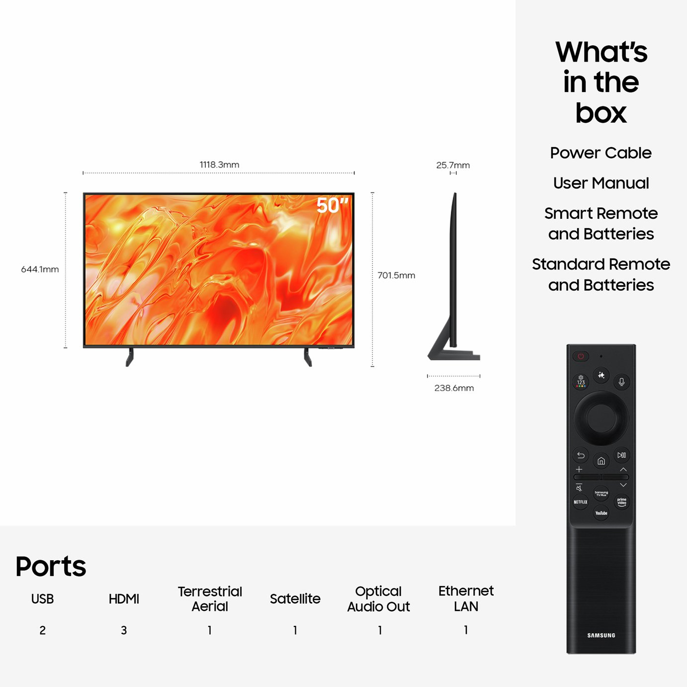 Samsung 50 Inch QE50QN70HAUXXU Smart 4K UHD HDR Neo QLED TV