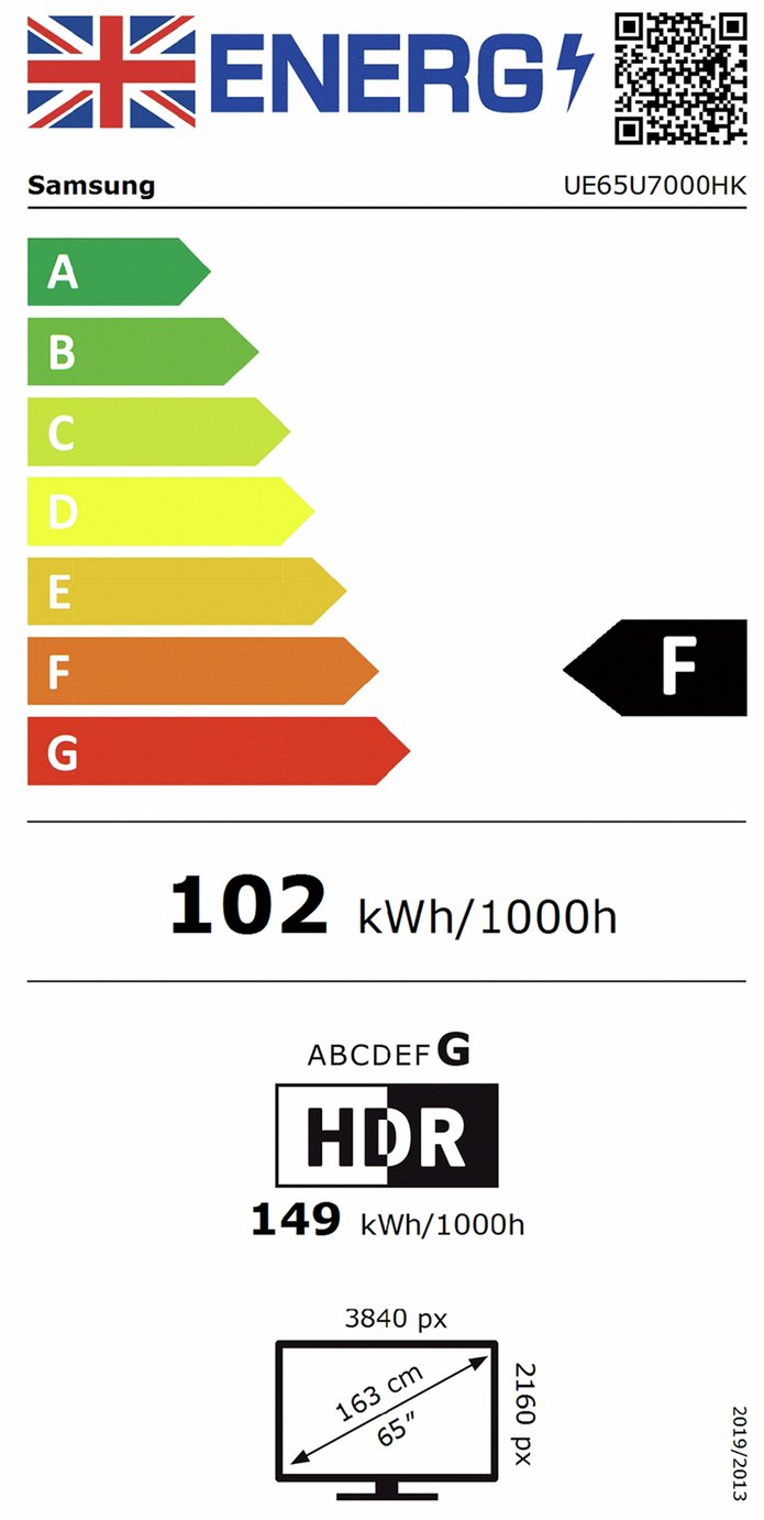 Samsung 65 Inch UE65U7000HKXXU Smart 4K UHD HDR Crystal TV