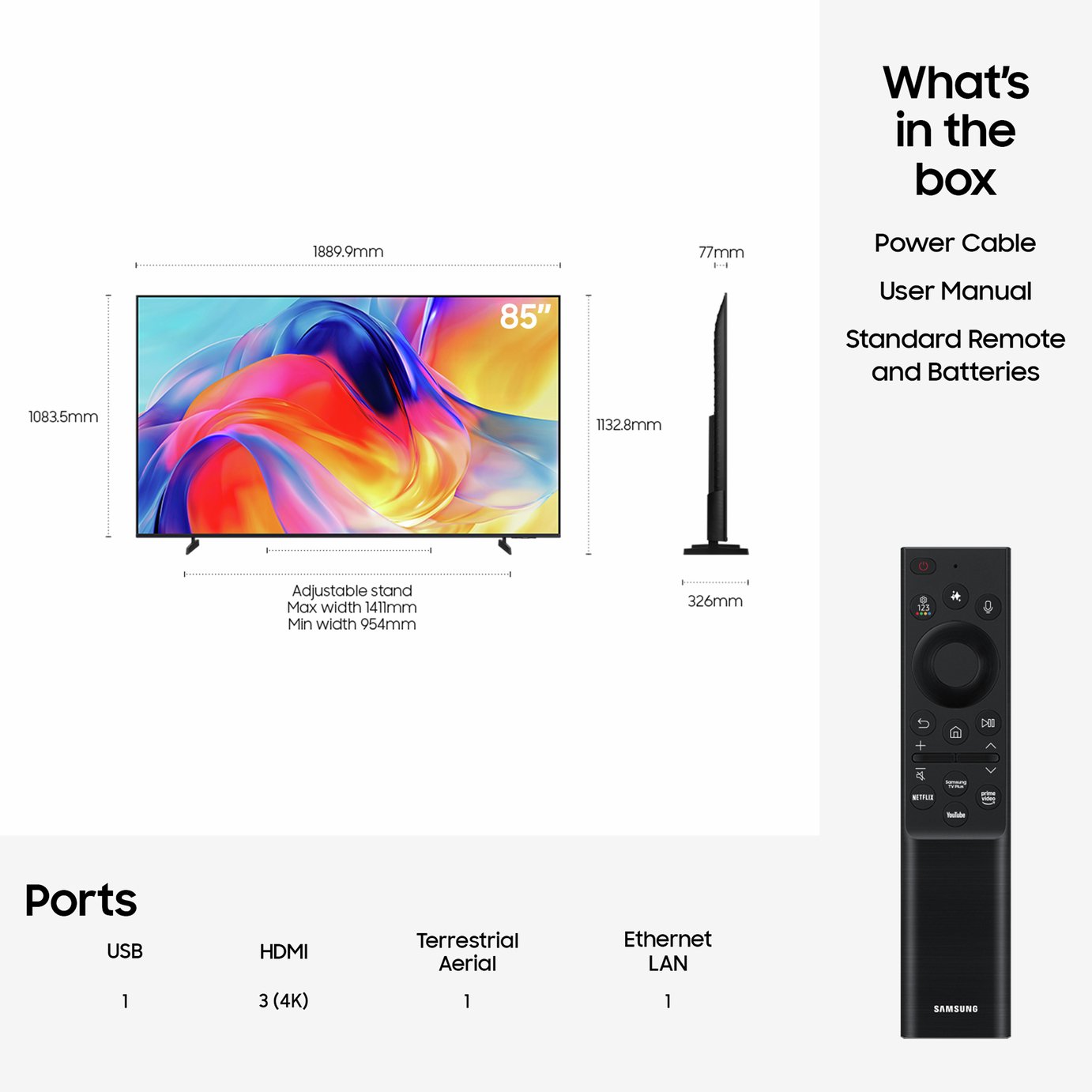 Samsung 85 Inch UE85M70HAKXXU Smart 4K UHD HDR Mini LED TV
