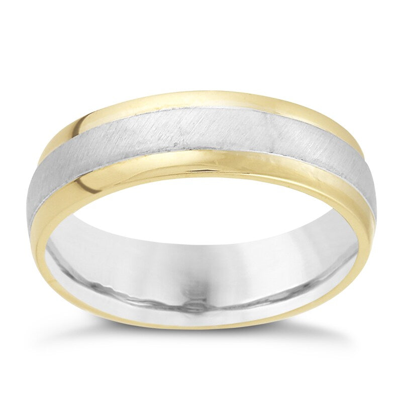 Men's 9ct Yellow Gold and Sterling Silver 6mm Ring