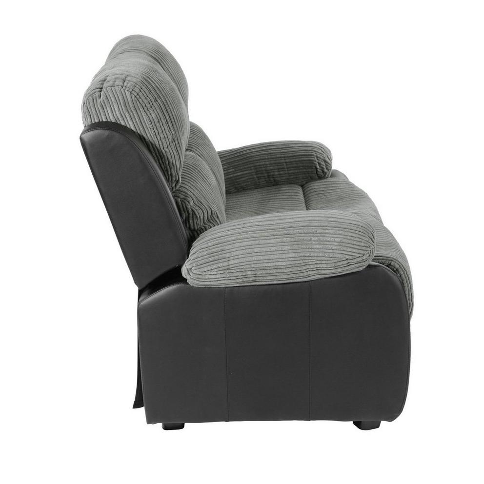 Banbury Faux Leather 2 Seater Black Jumbo Cord Sofa