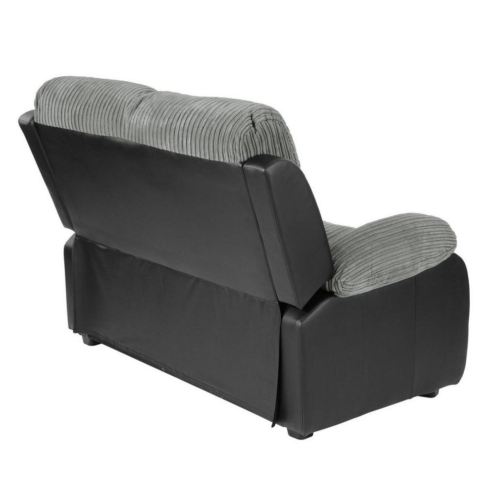 Banbury Faux Leather 2 Seater Black Jumbo Cord Sofa