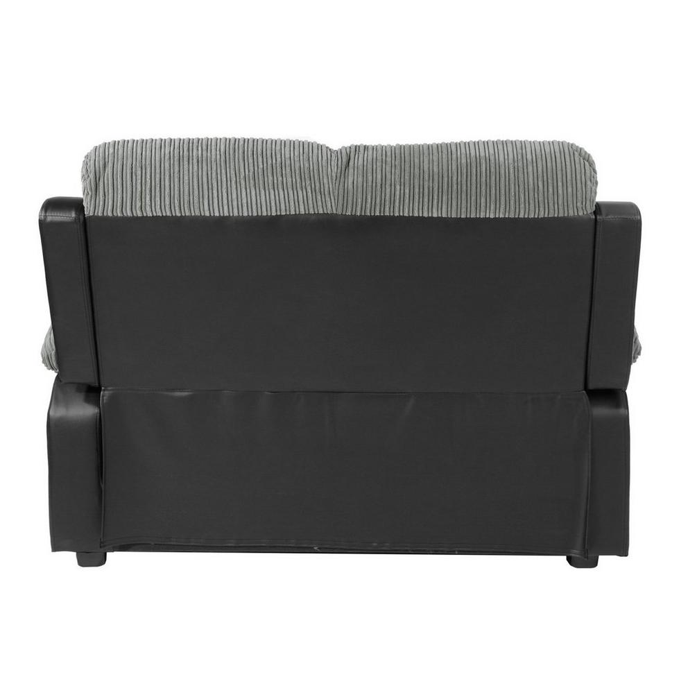 Banbury Faux Leather 2 Seater Black Jumbo Cord Sofa