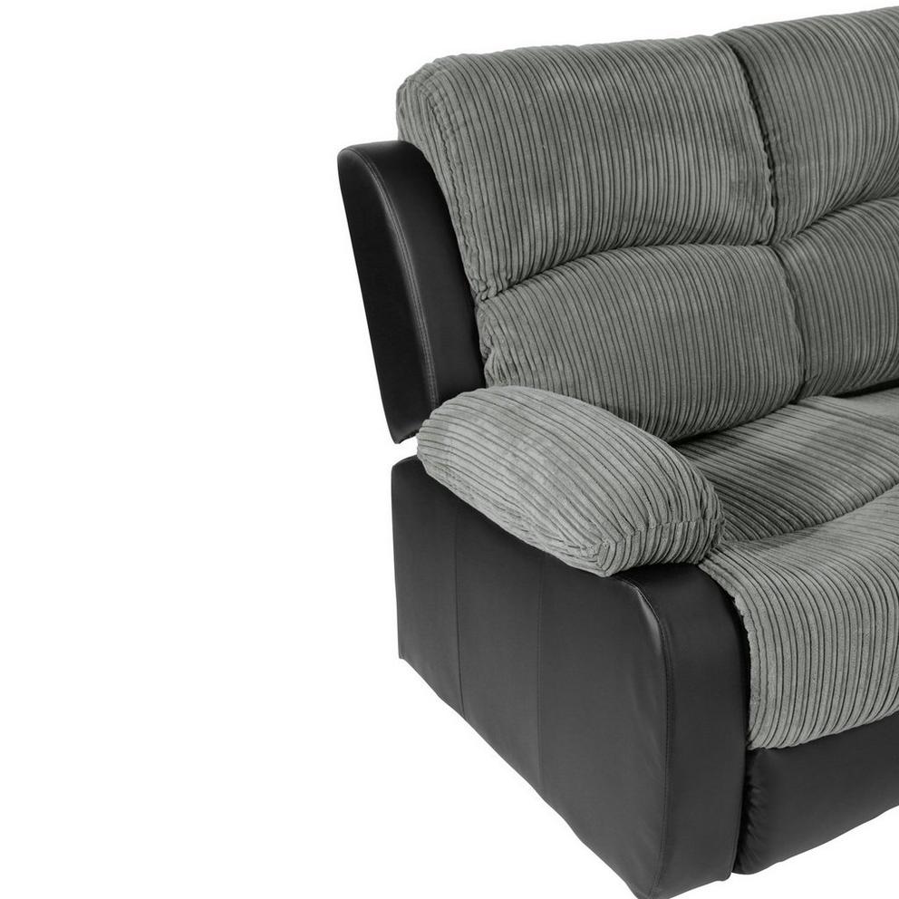 Banbury Faux Leather 2 Seater Black Jumbo Cord Sofa