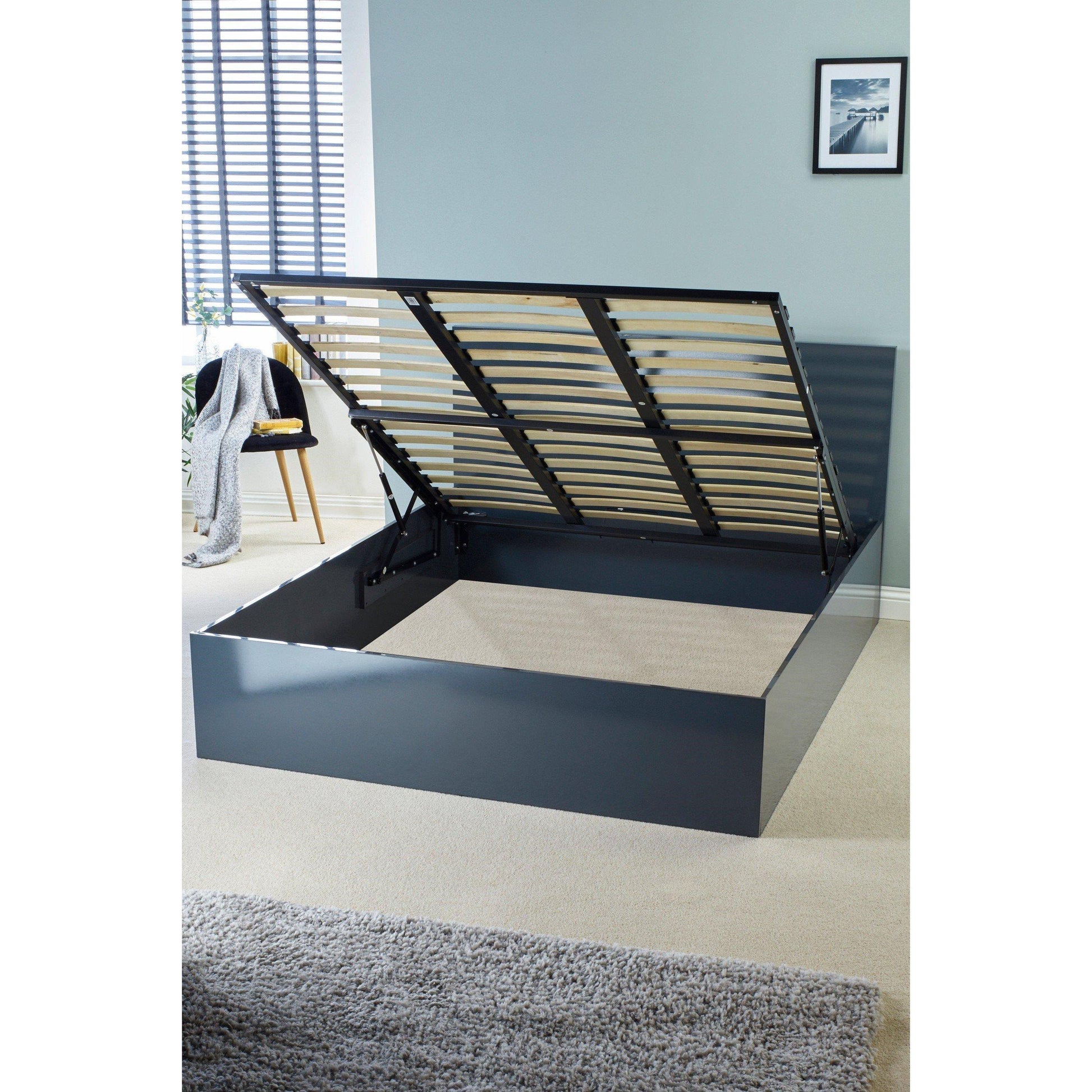 Homelife High Gloss Ottoman Bed