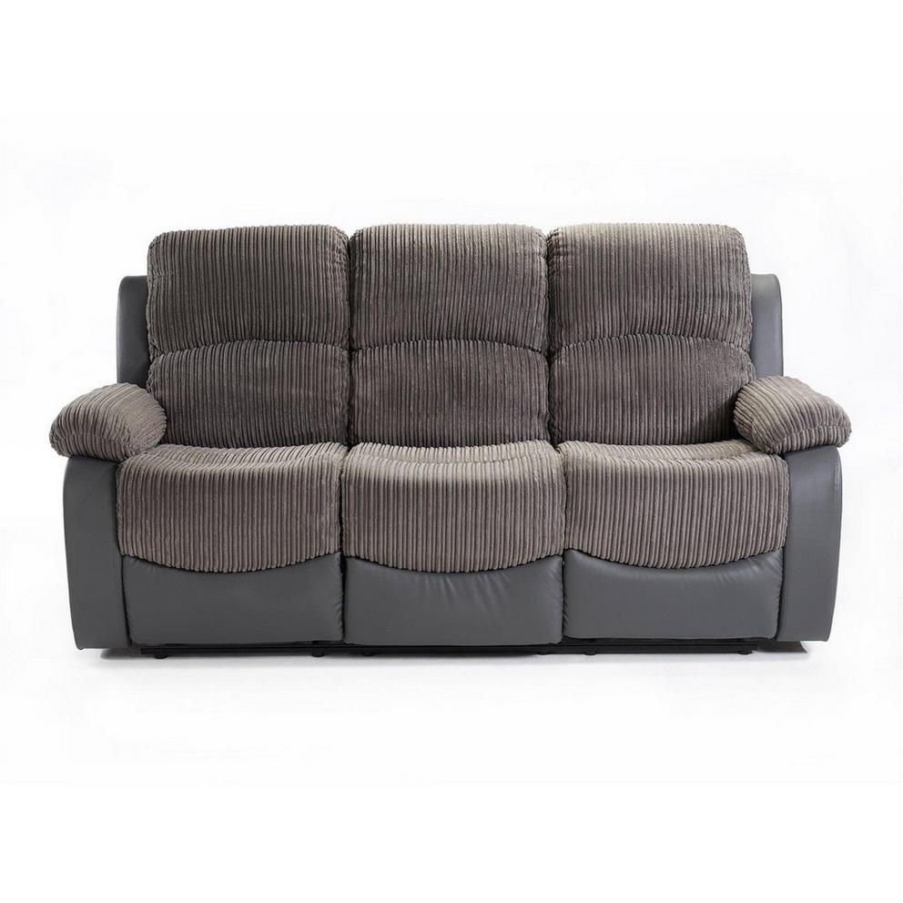 Canterbury Cord/Faux Leather Recliner 3 Seat Sofa