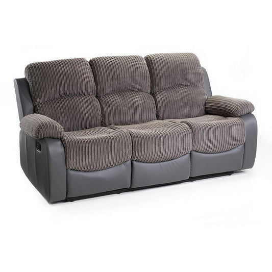 Canterbury Cord/Faux Leather Recliner 3 Seat Sofa
