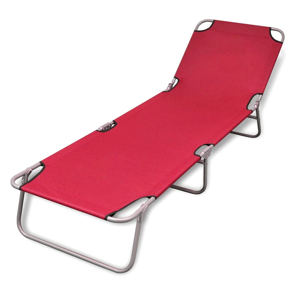 NNEVL Folding Sun Lounger Powder-coated Steel Red - Interactive Group