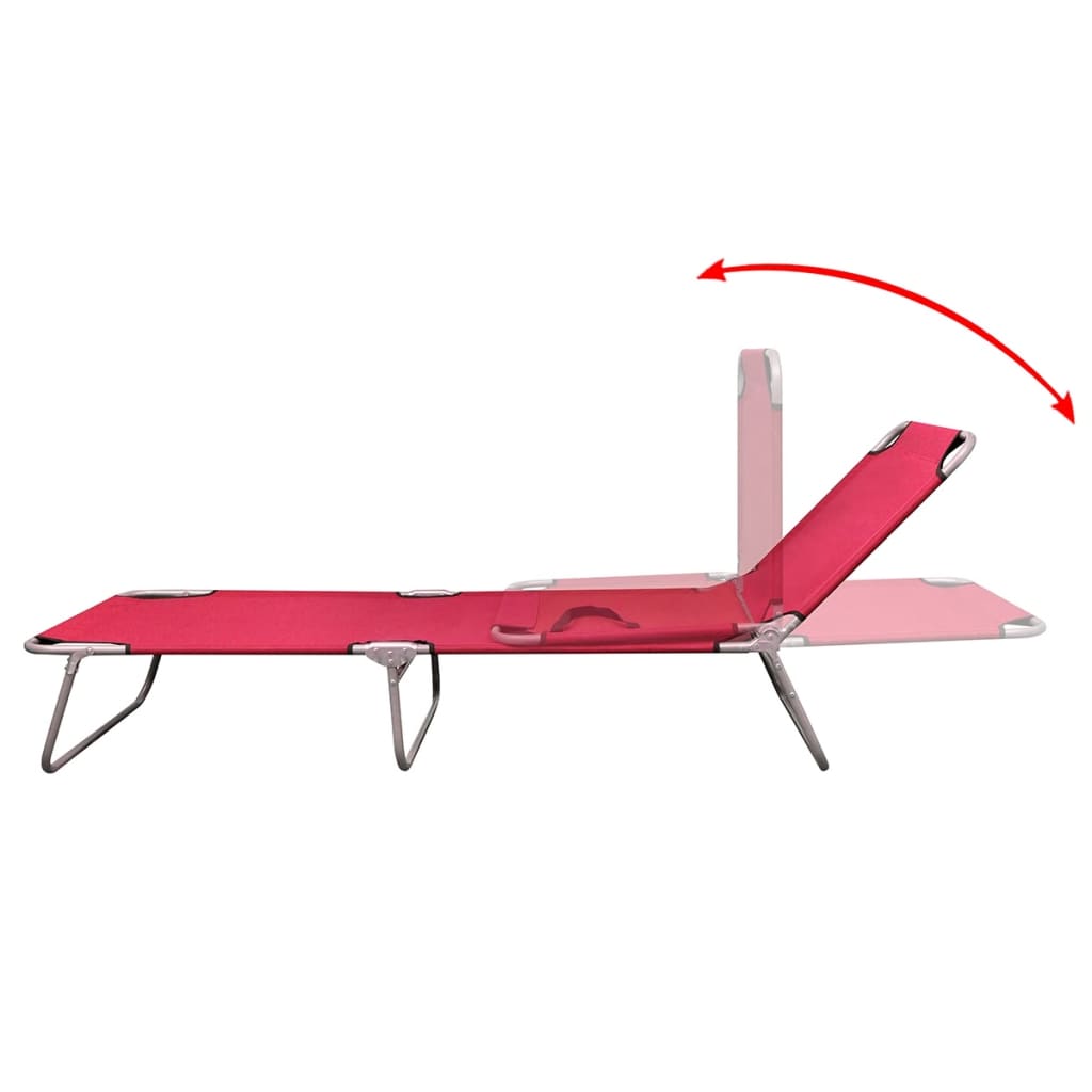 NNEVL Folding Sun Lounger Powder-coated Steel Red - Interactive Group