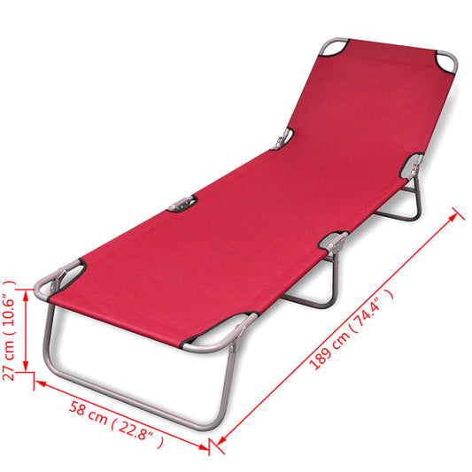 NNEVL Folding Sun Lounger Powder-coated Steel Red - Interactive Group