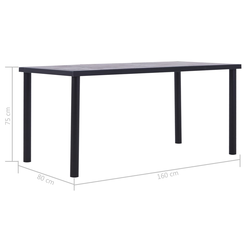 NNEVL Dining Table Black and Concrete Grey 160x80x75 cm MDF - Interactive Group