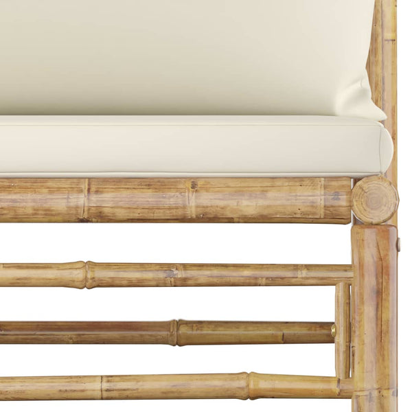 NNEVL 5 Piece Garden Lounge Set with Cream White Cushions Bamboo - Interactive Group