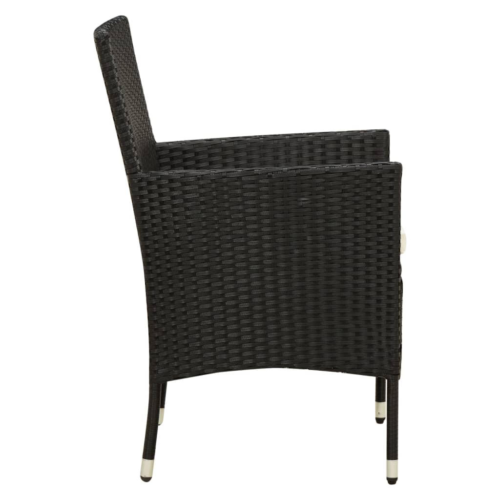 NNEVL 7 Piece Outdoor Dining Set with Cushions Poly Rattan Black - Interactive Group