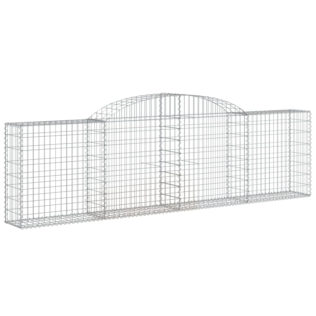vidaXL Arched Gabion Baskets 3 pcs 118.1"x11.8"x31.5"/39.4" Galvanized Iron - Interactive Group