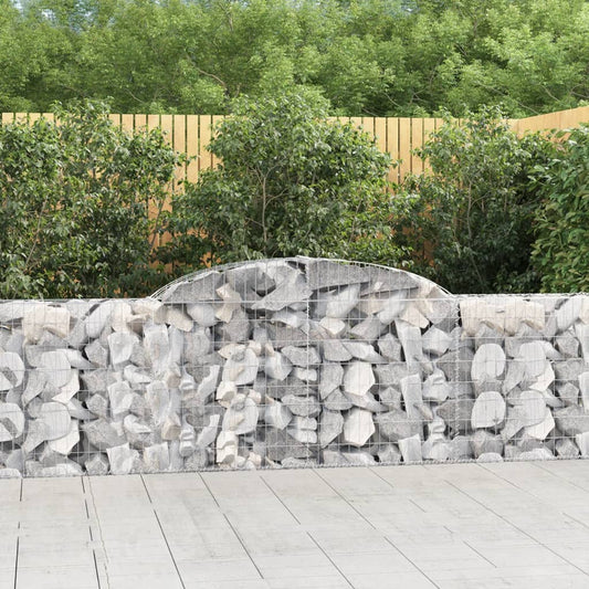 vidaXL Arched Gabion Baskets 3 pcs 118.1"x11.8"x31.5"/39.4" Galvanized Iron - Interactive Group