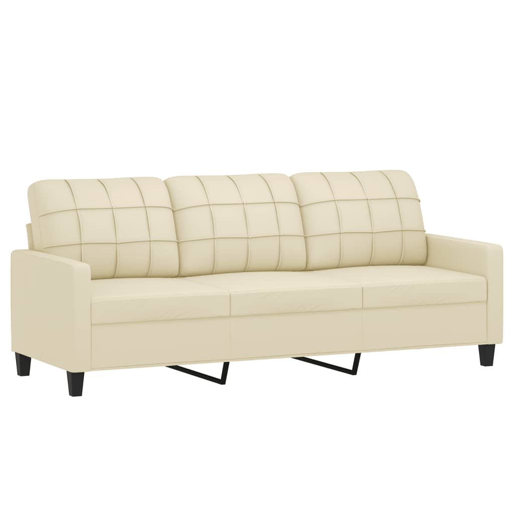 NNEVL 2 Piece Sofa Set with Pillows Cream Faux Leather - Interactive Group