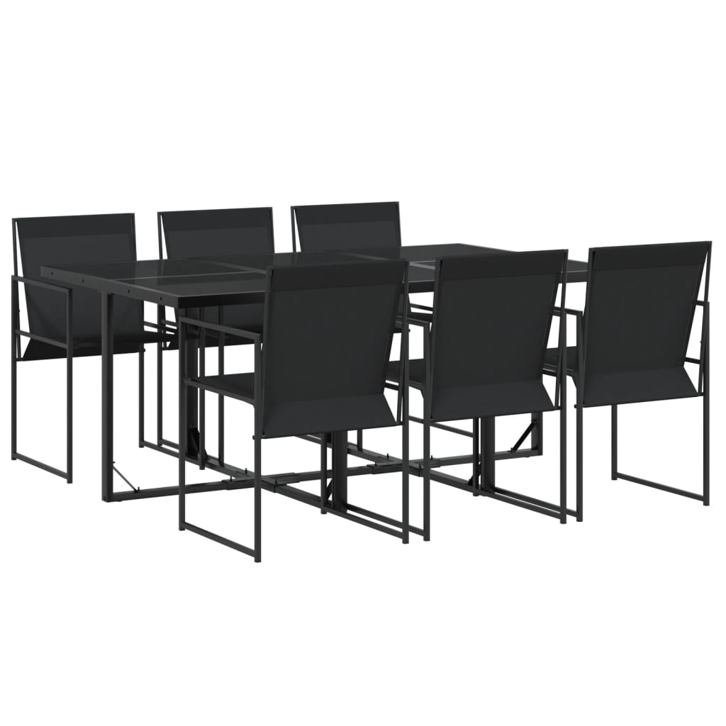 vidaXL Patio Dining Set Table and Chair Garden Outdoor Furniture Black Textilene - Interactive Group