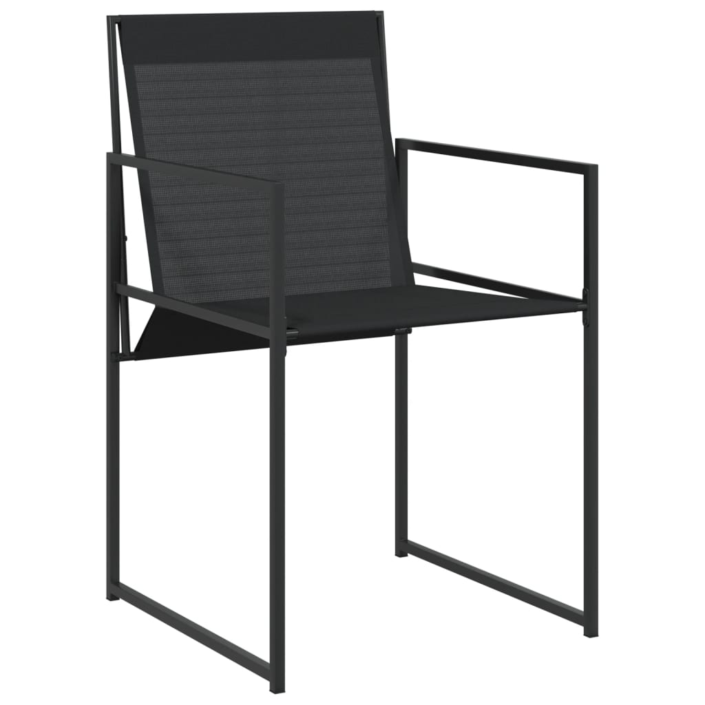 vidaXL Patio Dining Set Table and Chair Garden Outdoor Furniture Black Textilene - Interactive Group