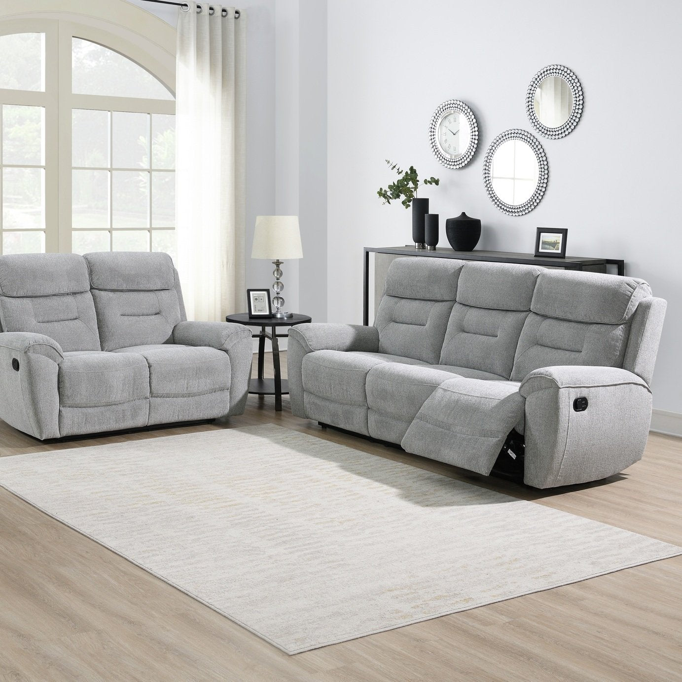 Sofa Source Huntington 3 Seater Recliner Sofa - Light Grey